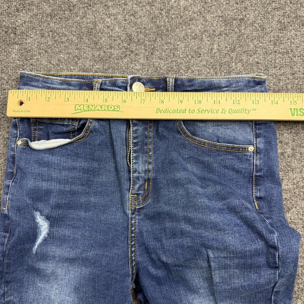 Resfeber Flare Jeans Size 8 Distressed Ripped Blue Denim Bell Bottom Stretch - Picture 3 of 7
